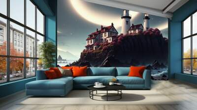 Lighthouse on the Sea: A Coastal Landmark [AI Generated] Wall mural